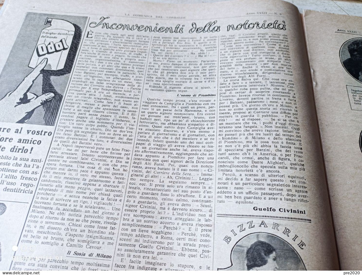 DOMENICA DEL CORRIERE 1930 GUELFO CIVININI SCRITTORE CALTANISSETTA ARTICOLO DI COSTANTE GIRARDENGO - Autres & Non Classés