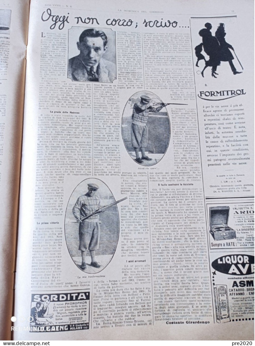 DOMENICA DEL CORRIERE 1930 GUELFO CIVININI SCRITTORE CALTANISSETTA ARTICOLO DI COSTANTE GIRARDENGO - Altri & Non Classificati