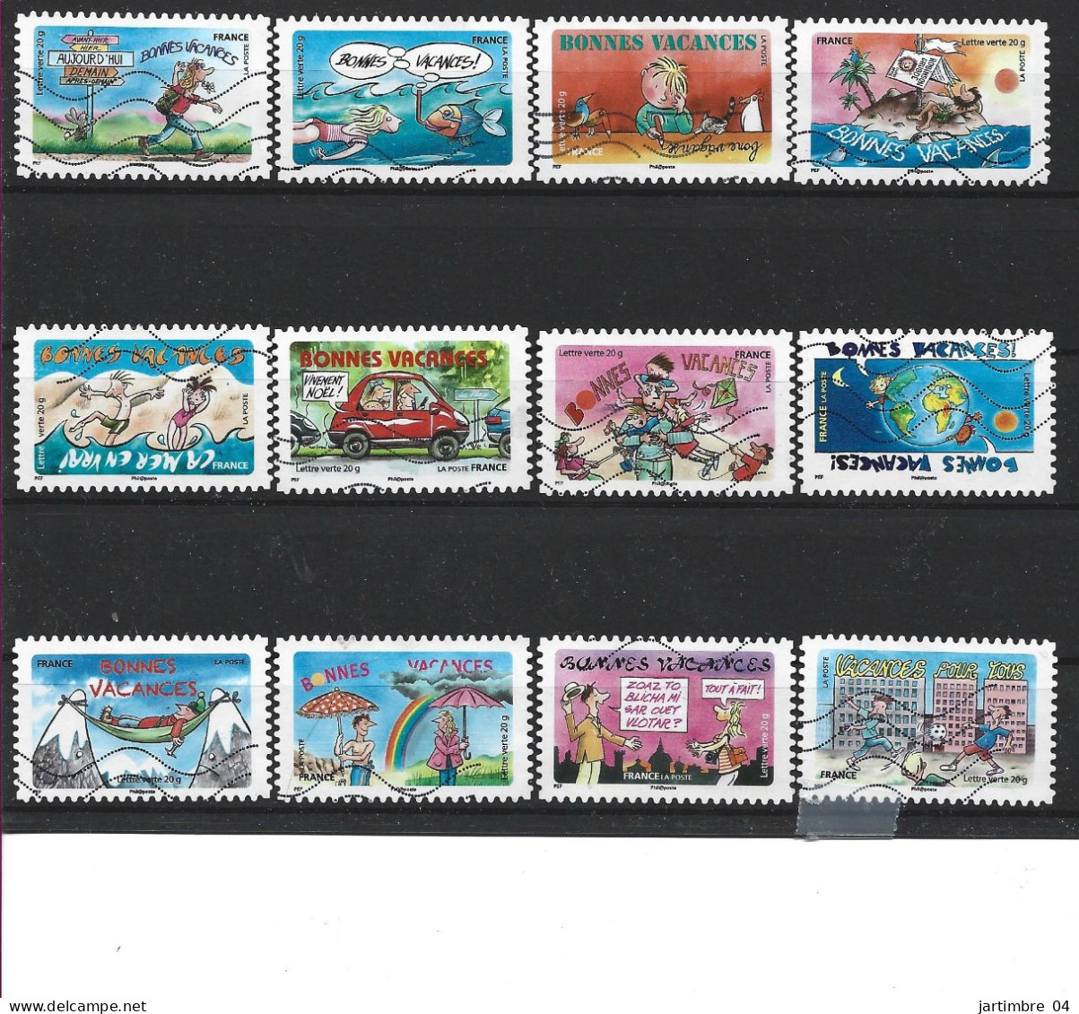 2015 FRANCE Adhesif 1140-51 Oblitérés, Vacances, Série  Complète - Gebraucht