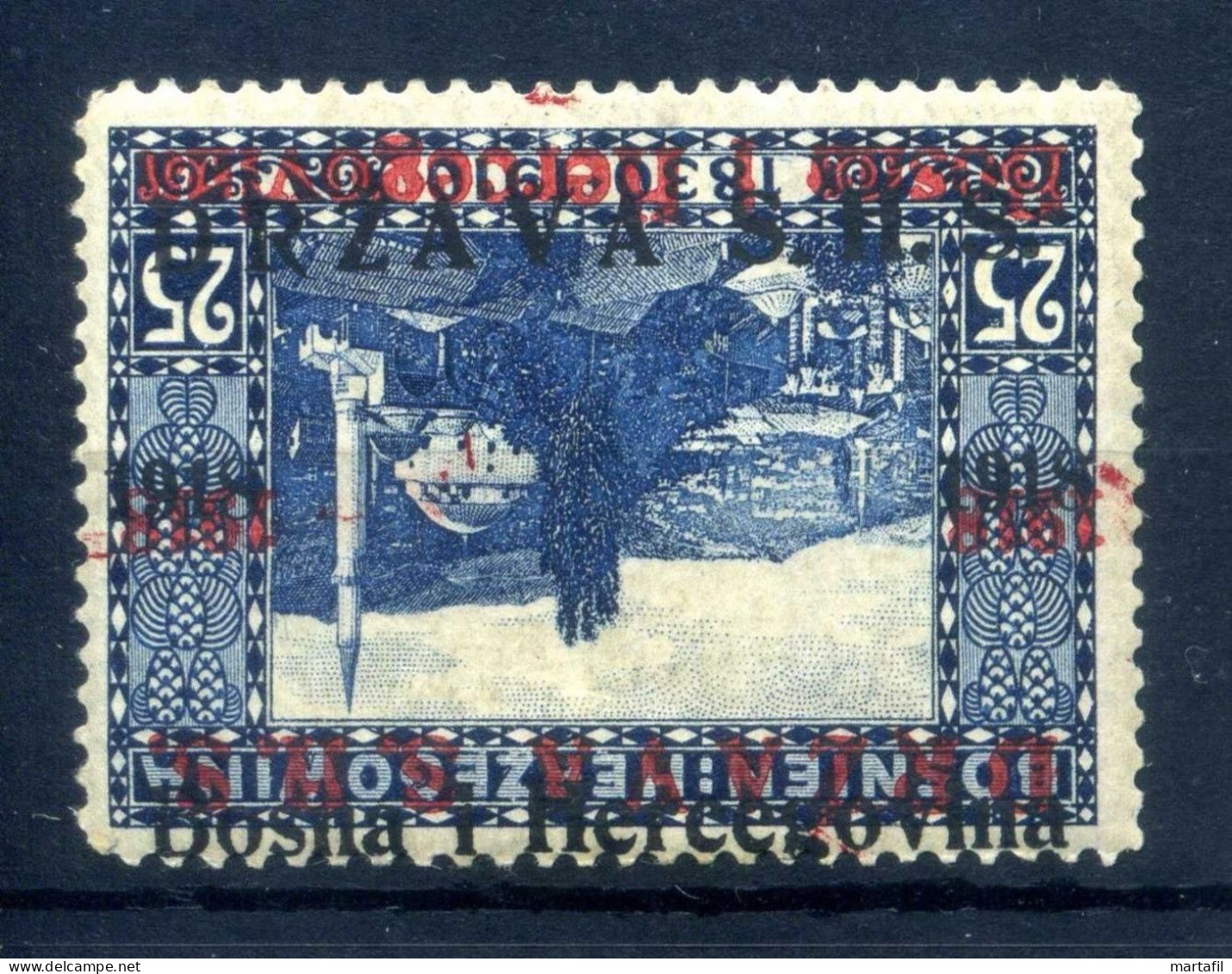 1918 STATO S.H.S. Bosnia-Erzegovina ERRORE Soprastampa Rossa + Nera Capovolta * - Bosnia Erzegovina