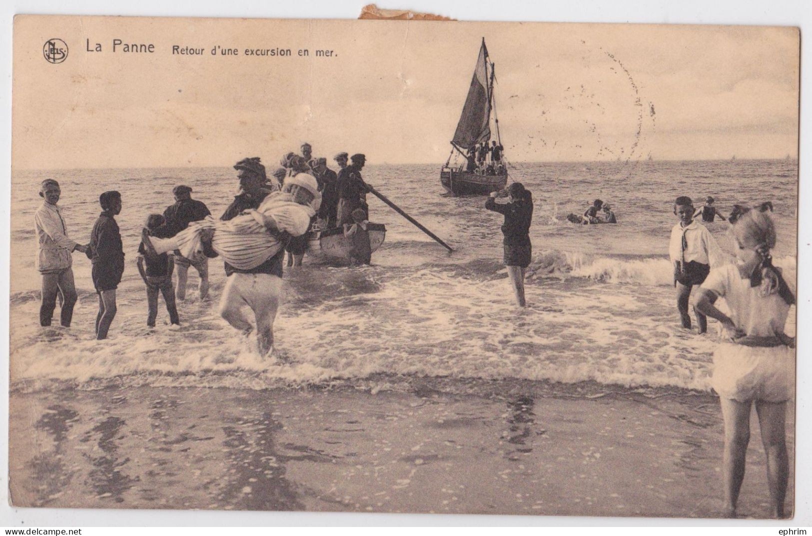 De Panne La Panne Retour D'une Excursion En Mer Maillot De Bain Timbre-Taxe France Lille - De Panne