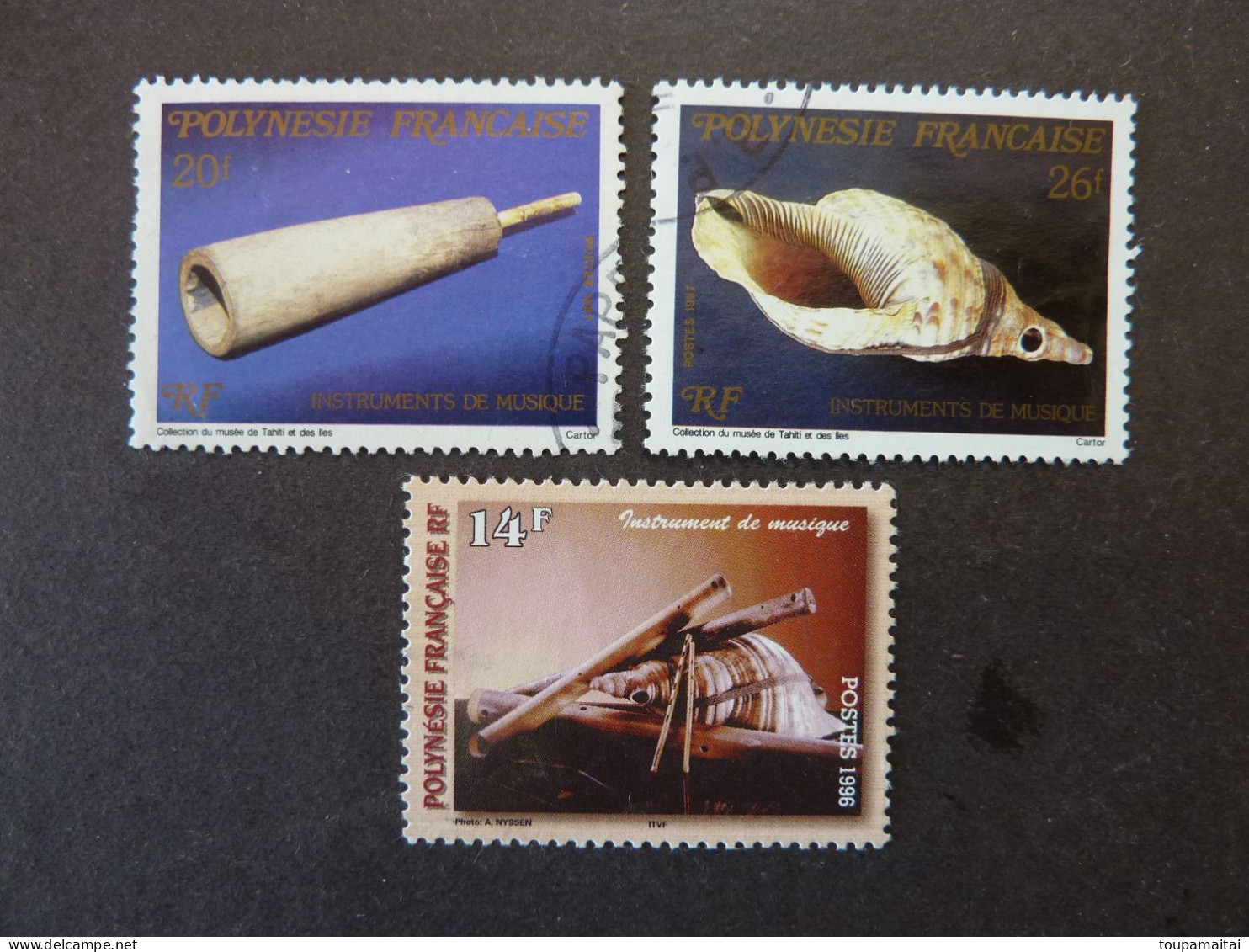 POLYNESIE FRANCAISE, Années 1987 Et 1996, INSTRUMENTS De MUSIQUE , YT N° 282 Et 283 + N° 515 Oblitérés - Used Stamps