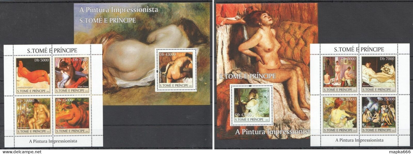 O0071 2004 S. Tome & Principe Erotic Nude Art Impressionism Renoir Degas 2+2 Mnh - Autres & Non Classés