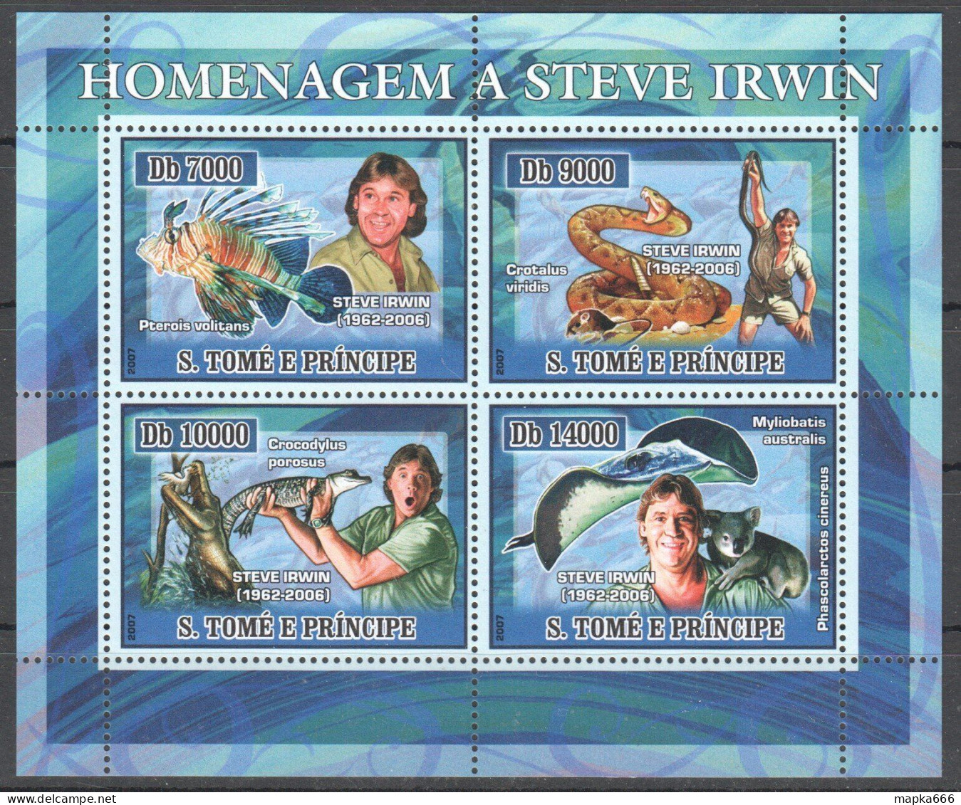 O0060 2007 Sao Tome & Principe Irwin Fishes Reptiles #2976-79 Michel 12 Euro Mnh - Maritiem Leven