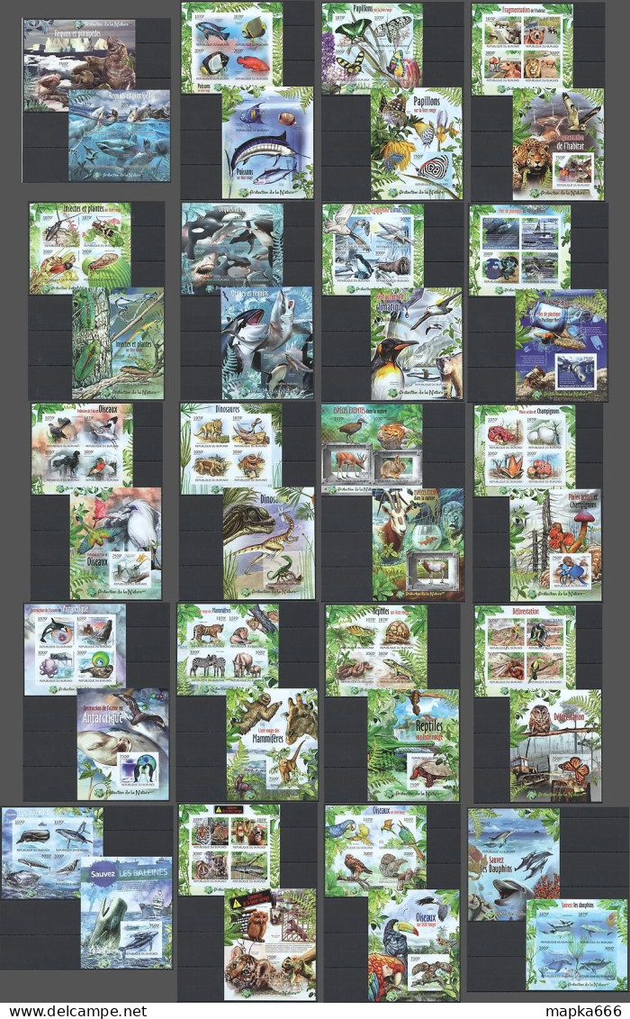 O0045 Imperf 2012 Burundi Protection Fauna Dinosaurs Butterflies Birds 20+20 Mnh - Andere & Zonder Classificatie