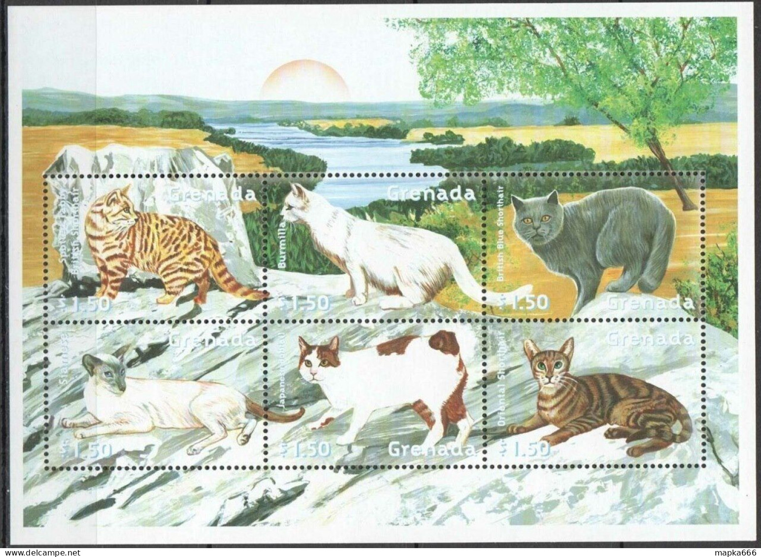 O0042 2000 Grenada Fauna Pets Cats #4246-51 Kb Mnh - Gatti