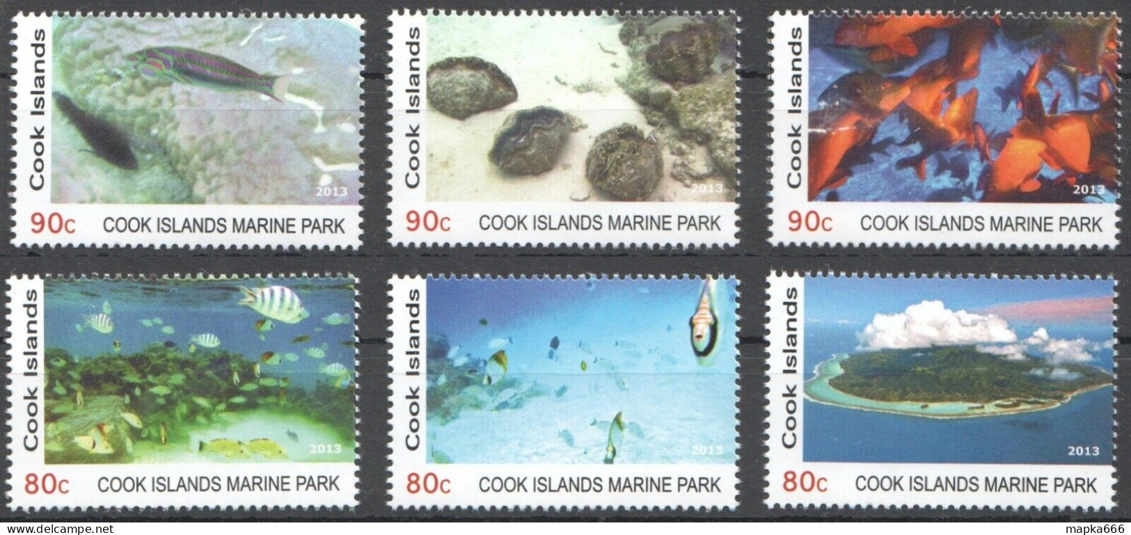 Ft163 2013 Cook Islands Fishes Fauna Marine Park #1803-1808 1Set Mnh - Mundo Aquatico