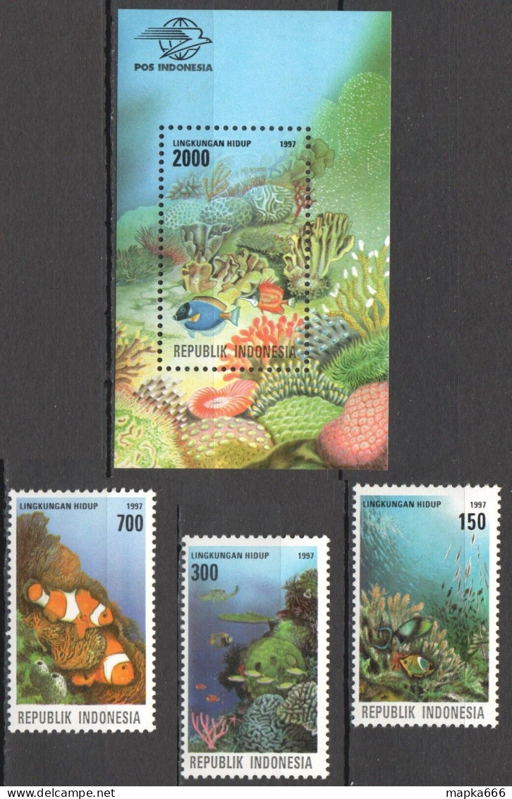 Ft153 1997 Indonesia Fishes Marine Life Fauna 1Bl+1Set Mnh - Marine Life