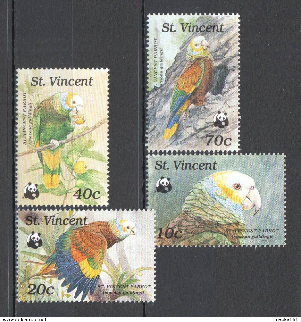 Ft143 1989 St. Vincent Wwf Flora & Fauna Birds Parrots #1222-25 1Set Mnh - Autres & Non Classés