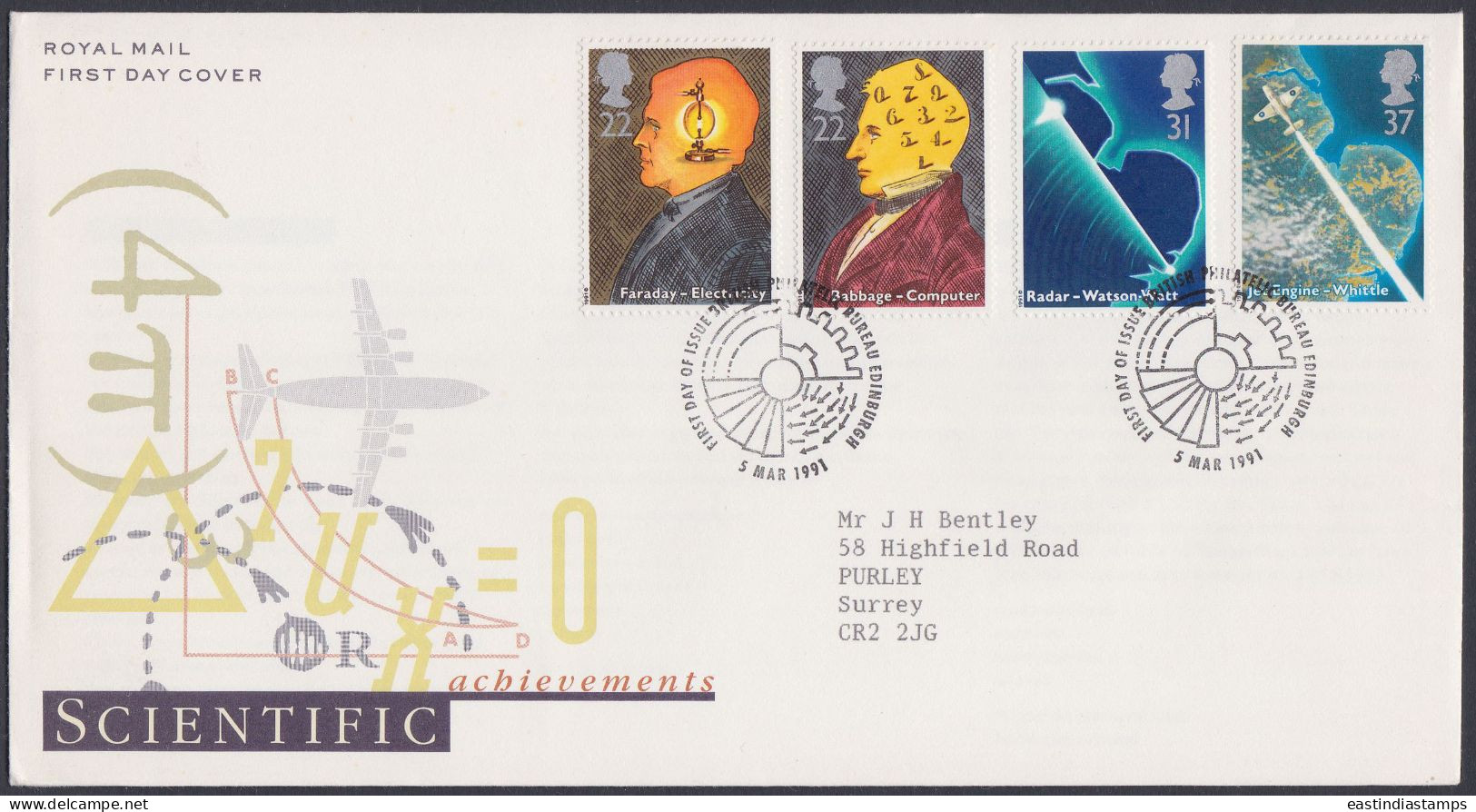 GB Great Britain 1991 FDC Science, Faraday Electricity, Computer, Radar, Jet, Pictorial Postmark, First Day Cover - Cartas & Documentos