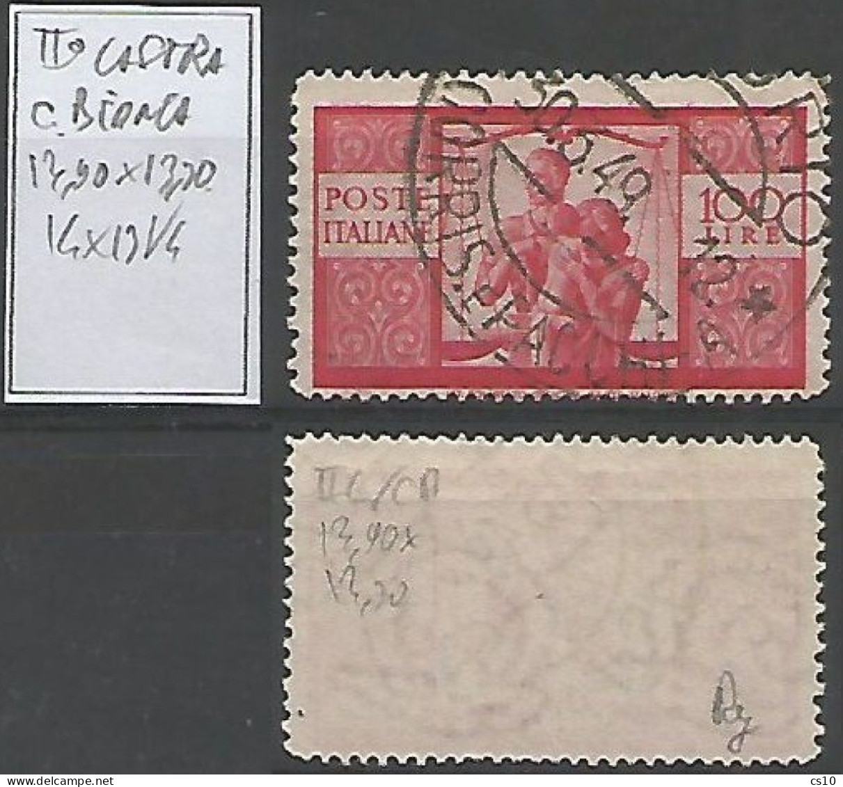 Democratica 100 Lire II° Lastra Carta Bianca D. 13,90x13,30 (14x13e 1/4) - Usato Perfetto - Errors And Curiosities