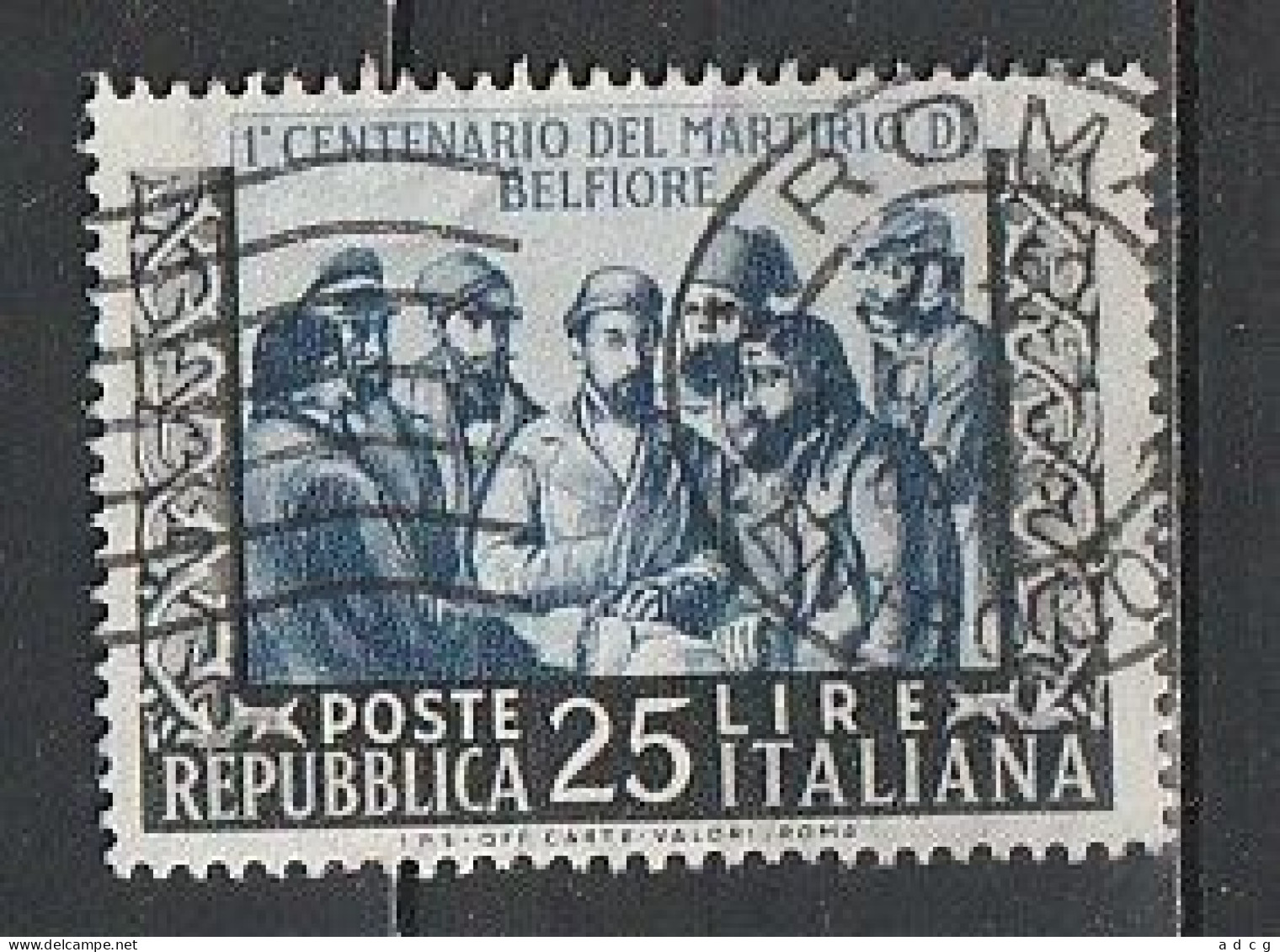 1952 MARTIRIO BELFIORE 25 Lire USATO - 1946-60: Oblitérés