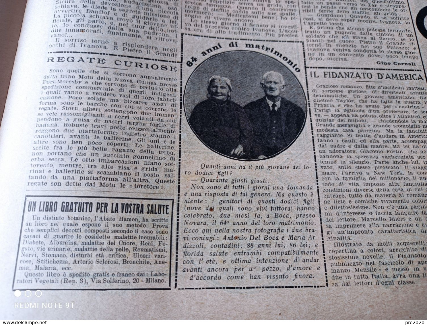 BOCA NOVARA PORTOCIVITANOVA CERIALE LIGURE PIACENZA THIESI SESSA AURUNCA ARTICOLO DI ALFREDO PANZINI - Otros & Sin Clasificación