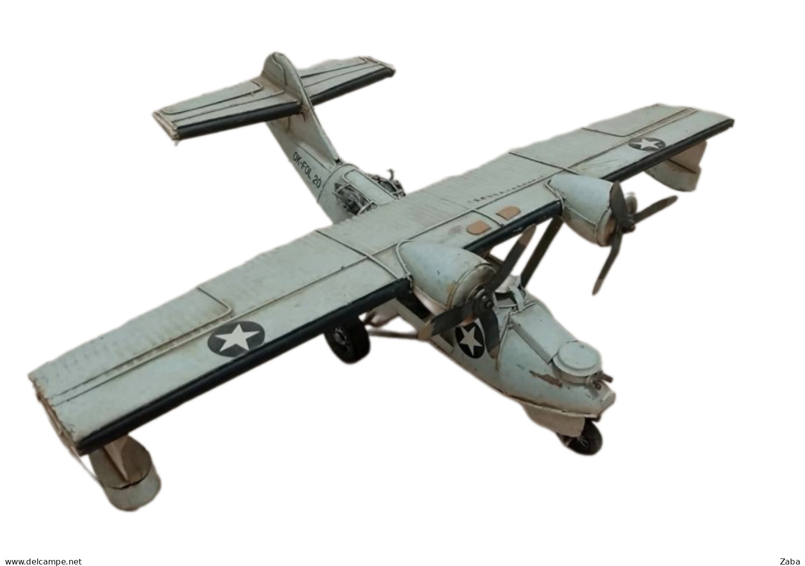 Old Vintage Tin Military Seaplane - Giocattoli Antichi