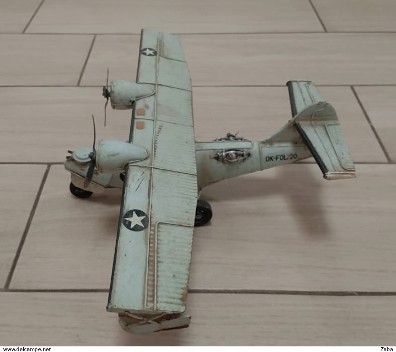 Old Vintage Tin Military Seaplane - Jouets Anciens