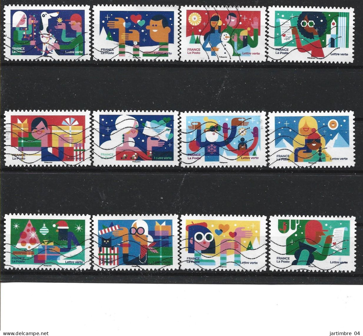 2023 FRANCE Adhésif Oblitérés, Voeux, Noël,  Série Complète - Used Stamps