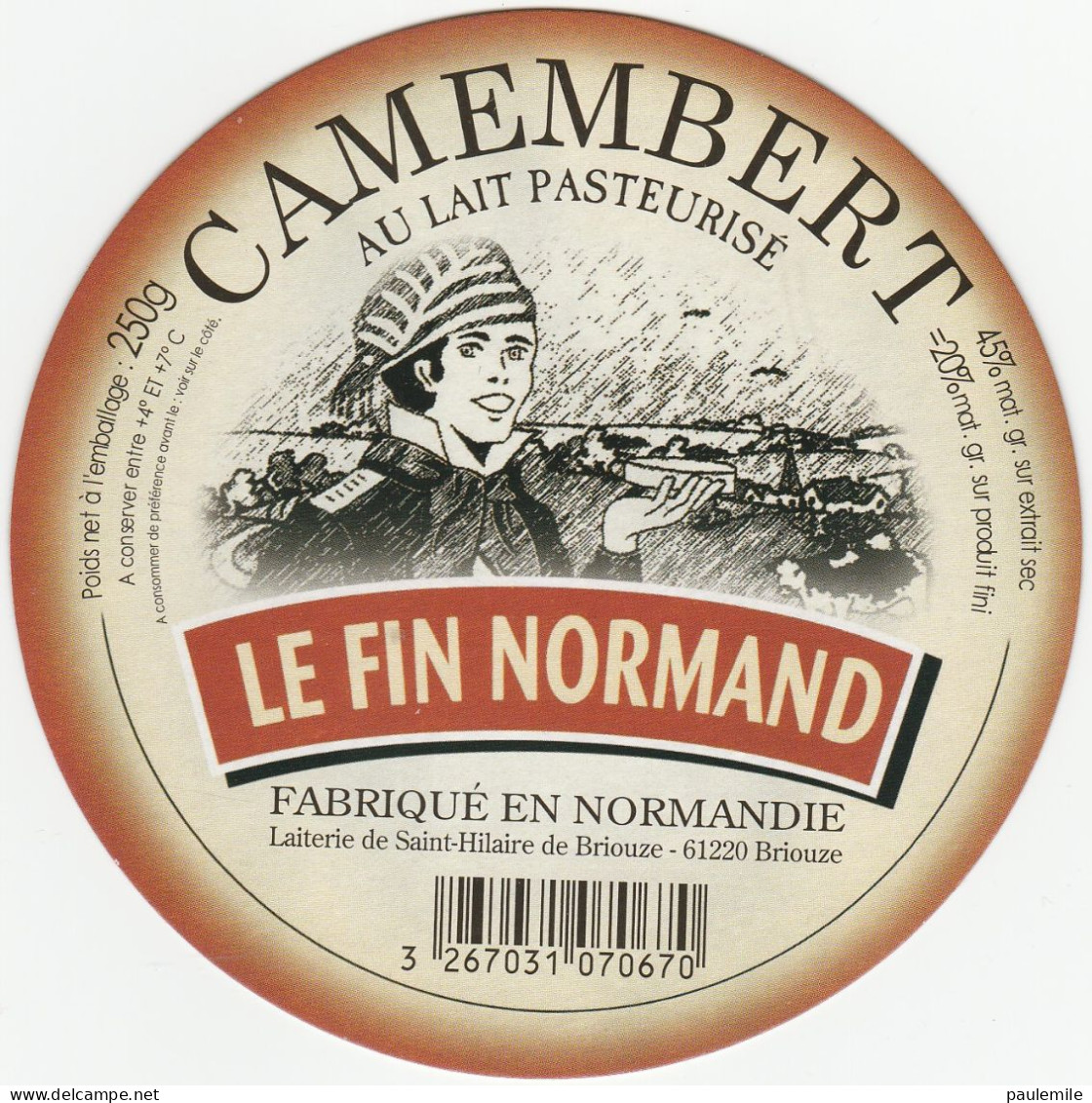 ETIQUETTE DE  CAMEMBERT BISSON ST HILAIRE DE BRIOUZE LE FIN NORMAND CARTON - Formaggio