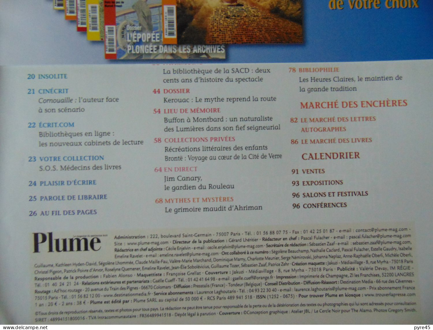 REVUE PLUME N° 61 2012 SUR LA ROUTE DE JACK KEROUAC - Andere & Zonder Classificatie