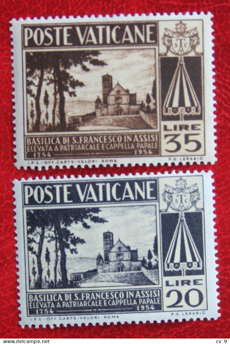 Basilica Of St. Francis Of Assisi 1954 Mi 223-224 Yv 203-204 Ongebruikt / MH * VATICANO VATICAN VATICAAN - Neufs