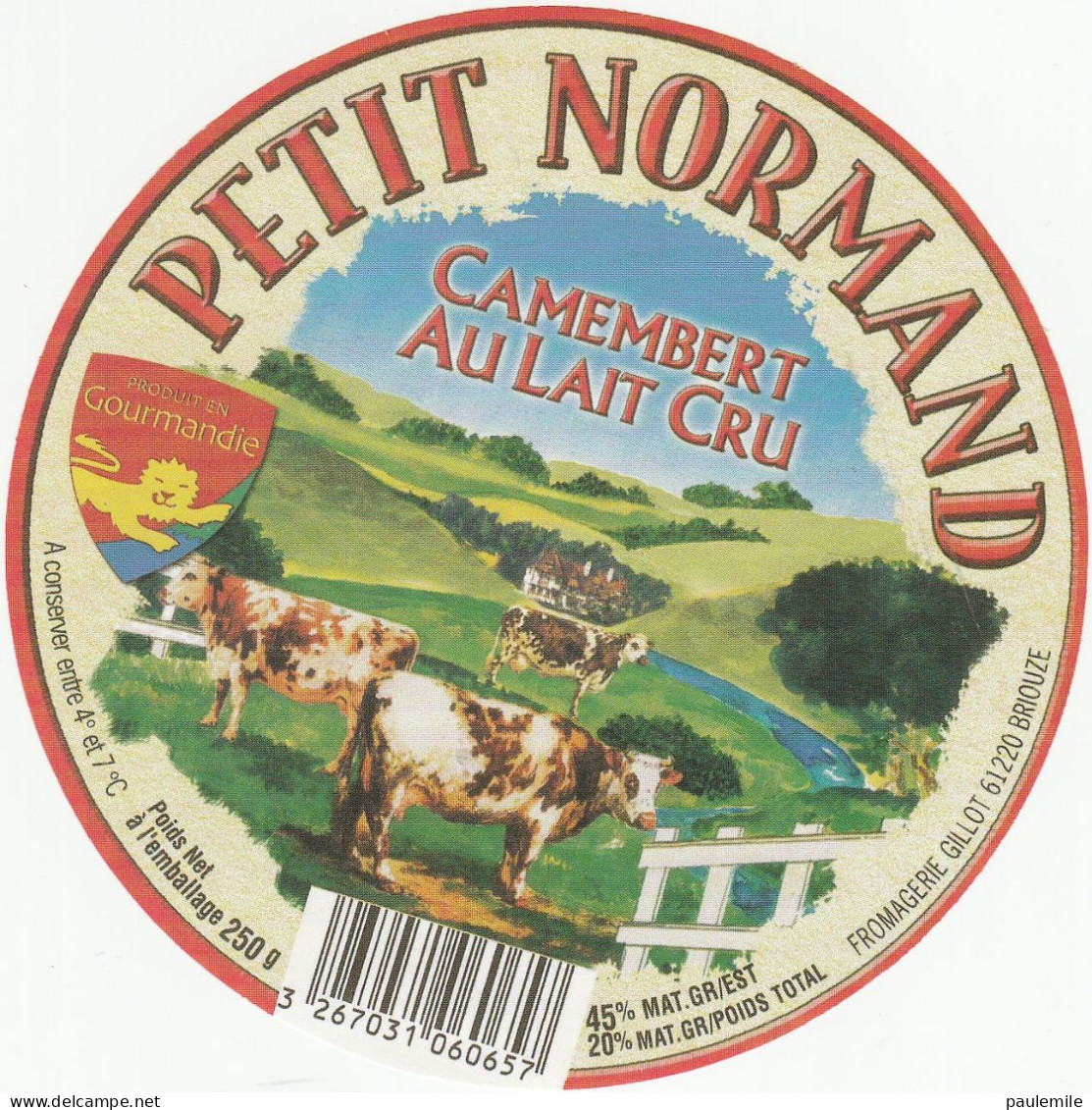 ETIQUETTE DE  CAMEMBERT BISSON ST HILAIRE DE BRIOUZE PETIT NORMAND - Formaggio