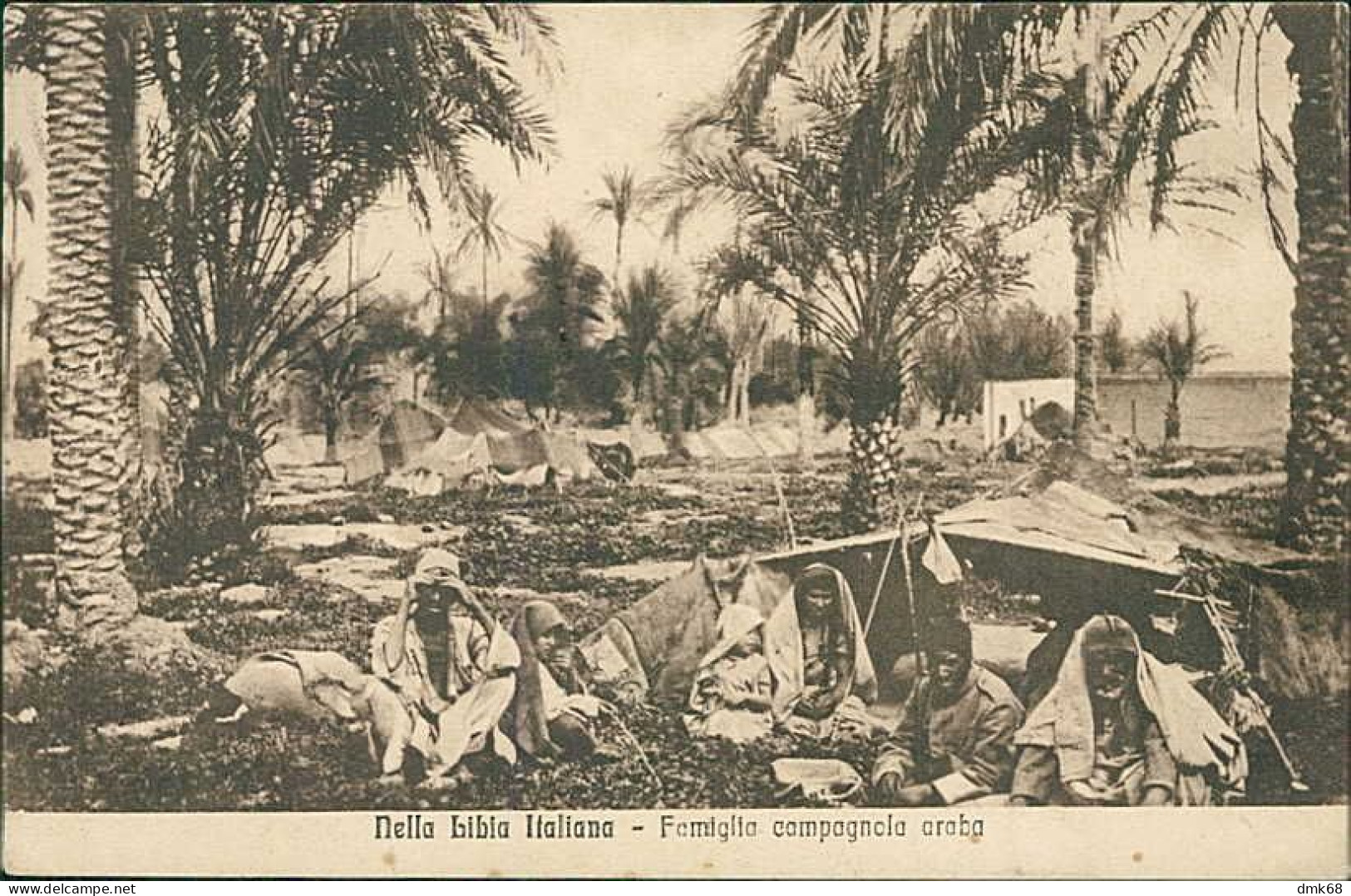 LIBIA - FAMIGLIA  ARABA - ANNULLO UFFICIO POLITICO MILITARE RESIDENZA DI TAGIURA - FRANCOBOLLO SOVRASTAMPA - 1914 (12558 - Libyen