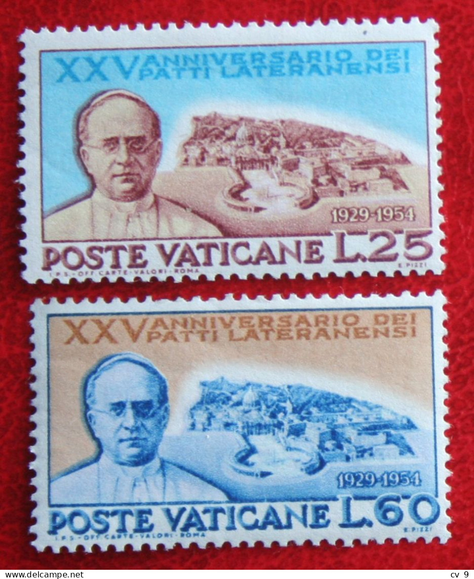 LATERAN TREATY Patti Lateranensi 1954 Mi 212-213 Yv 192-193 Ongebruikt / MH * VATICANO VATICAN VATICAAN - Ongebruikt