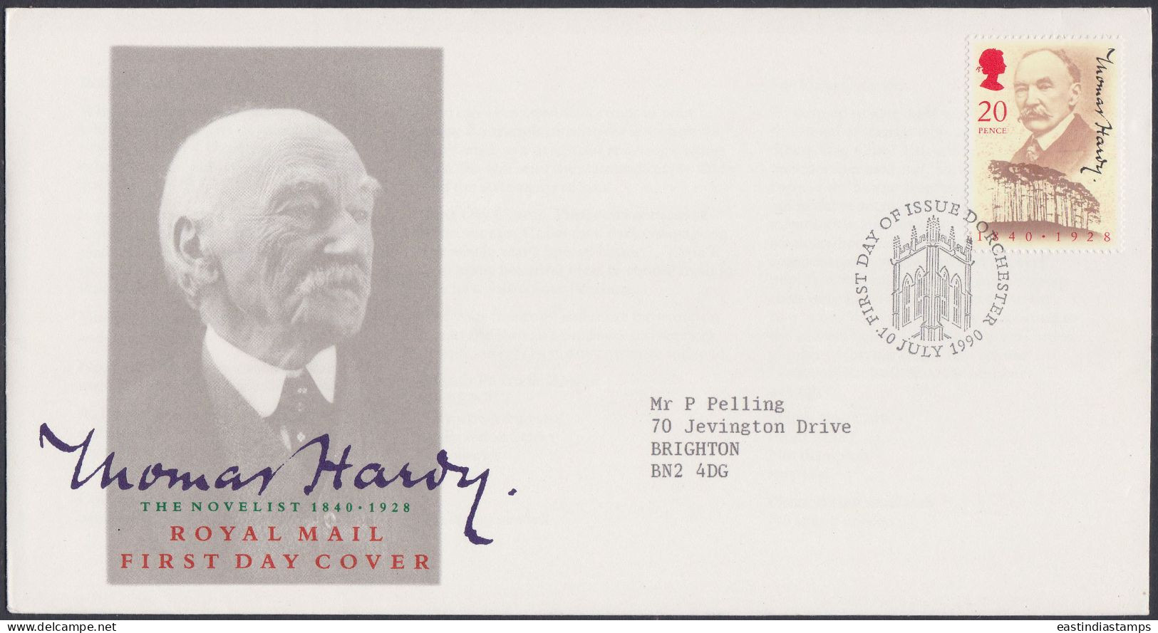 GB Great Britain 1990 FDC Thomas Hardy, Novelist, Novel, Literature, Art, Books, Pictorial Postmark, First Day Cover - Brieven En Documenten