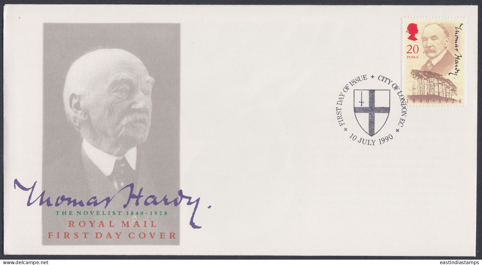 GB Great Britain 1990 FDC Thomas Hardy, Novelist, Novel, Literature, Art, Books, Pictorial Postmark, First Day Cover - Covers & Documents