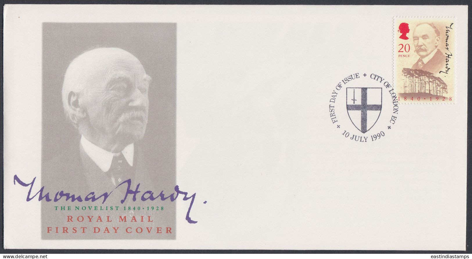 GB Great Britain 1990 FDC Thomas Hardy, Novelist, Novel, Literature, Art, Books, Pictorial Postmark, First Day Cover - Brieven En Documenten