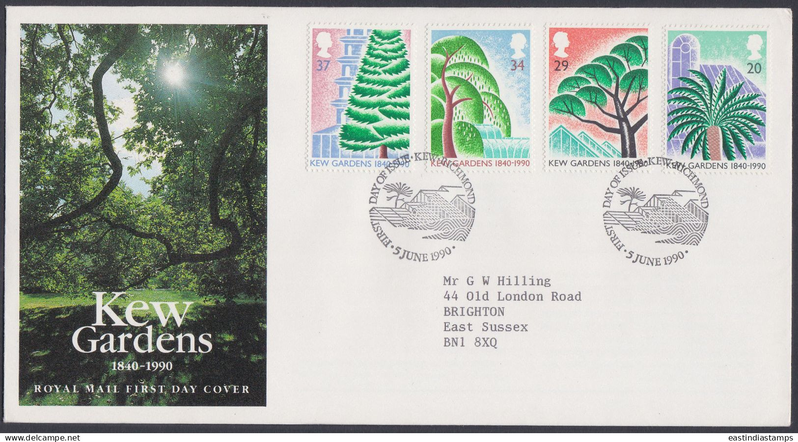 GB Great Britain 1990 FDC Kew Gardens, Tree, Trees, Nature, Pictorial Postmark, First Day Cover - Briefe U. Dokumente