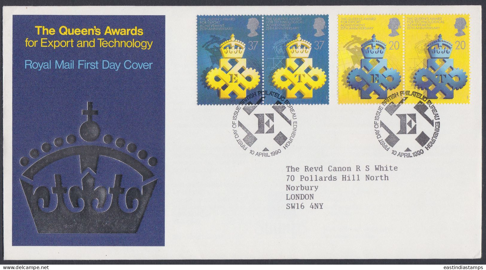 GB Great Britain 1990 FDC Queen's Awards For Export & Technology, Pictorial Postmark, First Day Cover - Briefe U. Dokumente