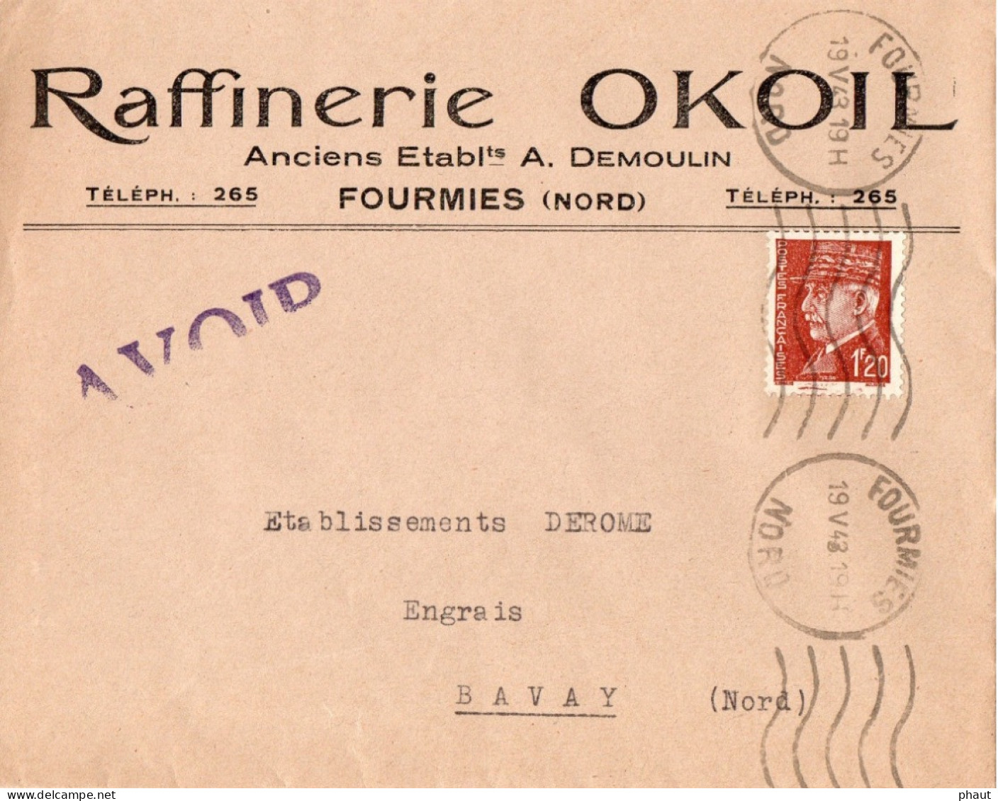 Imprimé à En-tête Raffinerie OKOIL FOURMIES - 1921-1960: Moderne