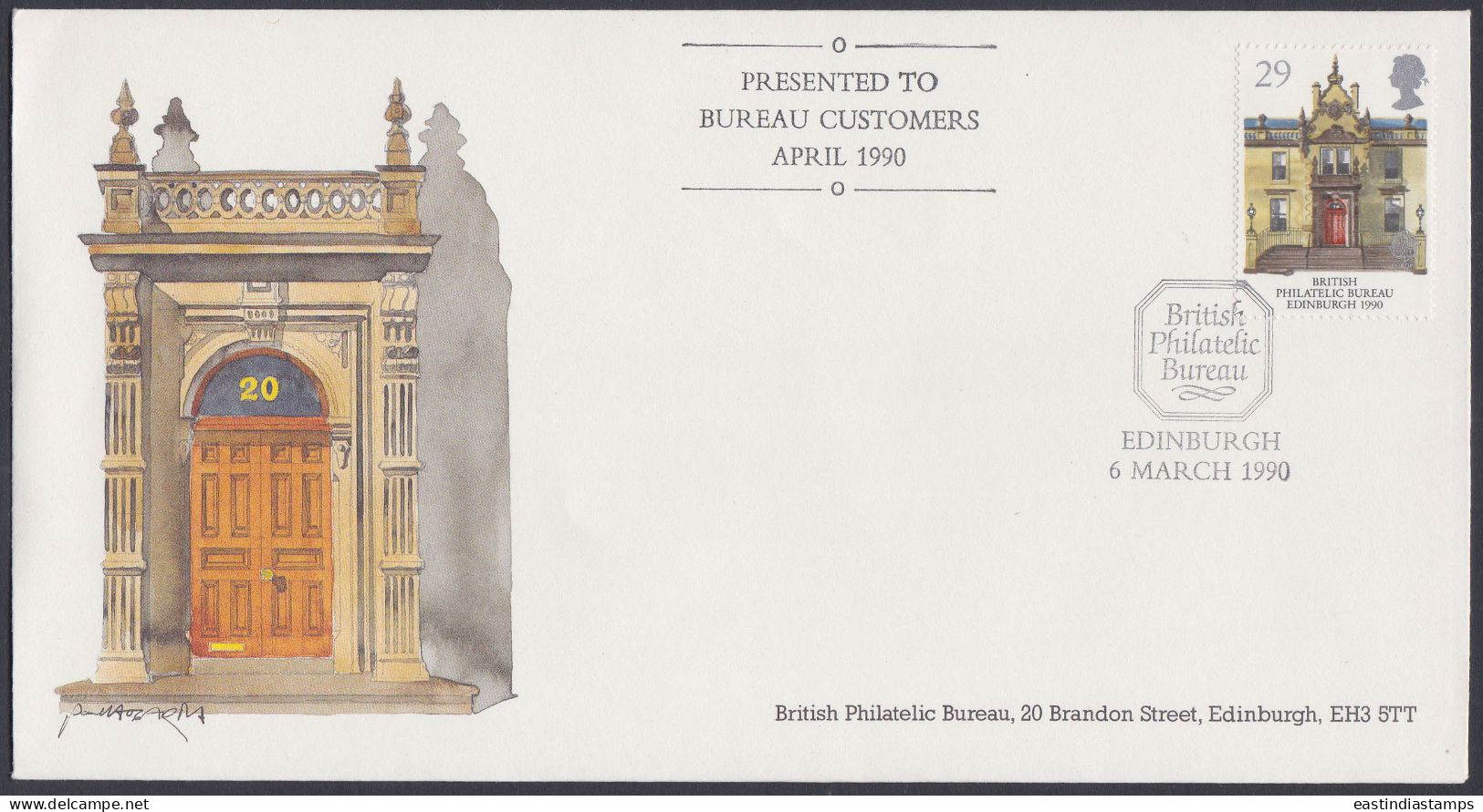 GB Great Britain 1990 FDC British Philatelic Bureau, Edinburgh, Pictorial Postmark, First Day Cover - Cartas & Documentos