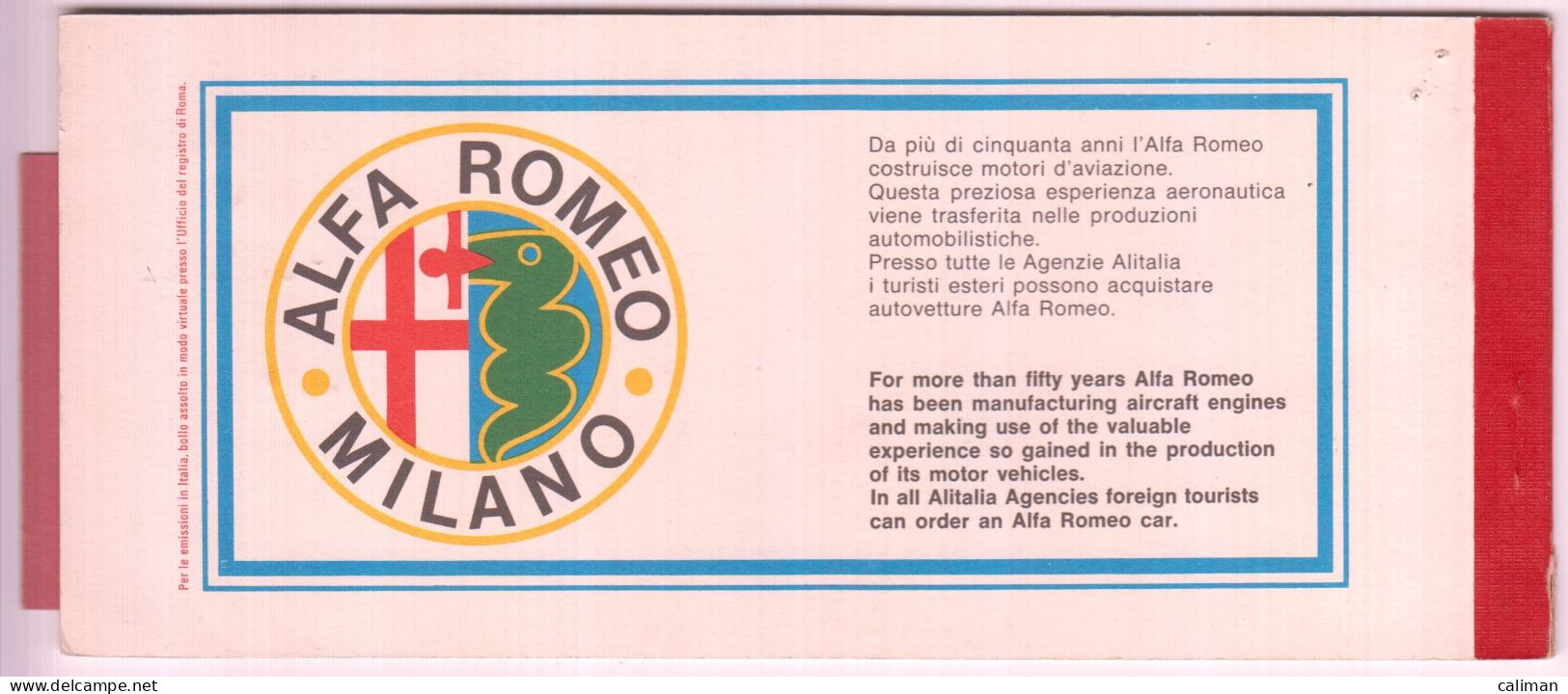 CARTA D'IMBARCO BIGLIETTO AEREO USATO ALITALIA 1967 PUBBLICITA' RETRO ALFA ROMEO - Europa