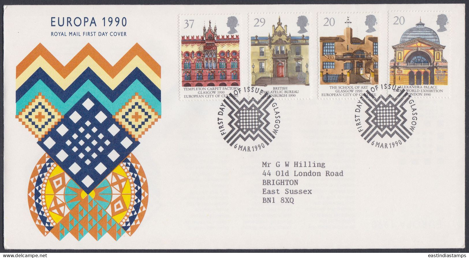 GB Great Britain 1990 FDC British Philatelic Bureau, Edinburgh, Art, Carpet Factory, Pictorial Postmark, First Day Cover - Covers & Documents