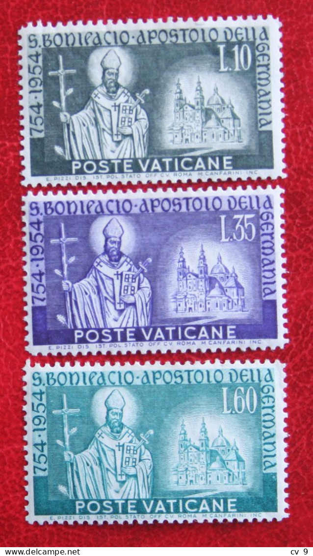 1200TH DEATH ANNIVERSARY OF ST BONIFACE 1955 Mi 230-232 Yv 210-212 Ongebruikt / MH * VATICANO VATICAN VATICAAN - Neufs