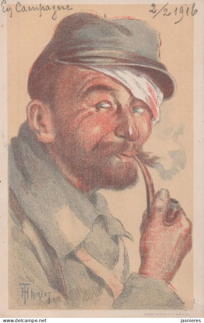 CPA Militaire - Portrait Soldat - "En Campagne" Postée Le 02 Février 1916 - Illust. Edy, H. Thiriet - War 1914-18