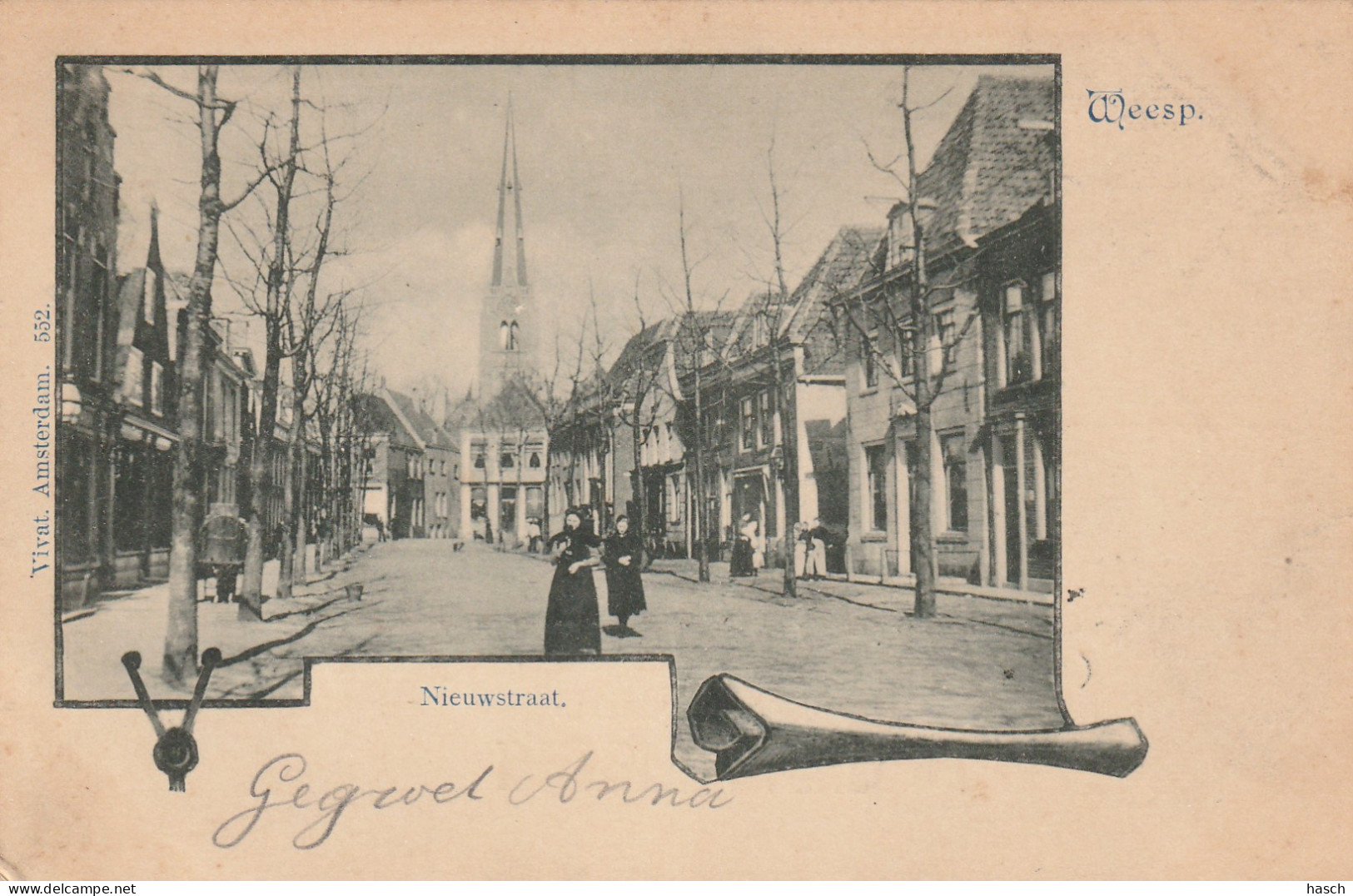 4933 4 Weesp, Nieuwstraat. (Rond 1900) (Minuscuul Vouwtje Linksonder)  - Weesp