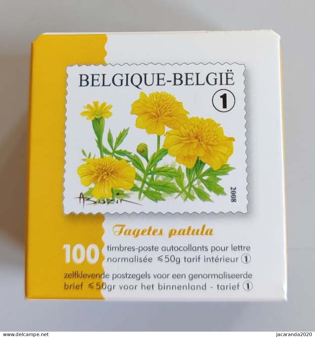 België R116 - Bloemen - Tagetes Patula - Afrikaantje - Buzin (3824) - 2008 - Volledig Doosje Van 100 Zegels - Ongeopend - Rouleaux