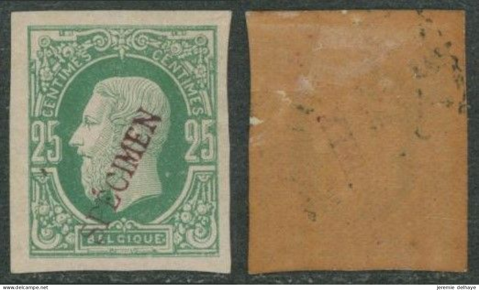 Essai De Couleur - émission 1869 çàd 25C En Vert Gommé + Surcharge SPECIMEN. - Probe- Und Nachdrucke