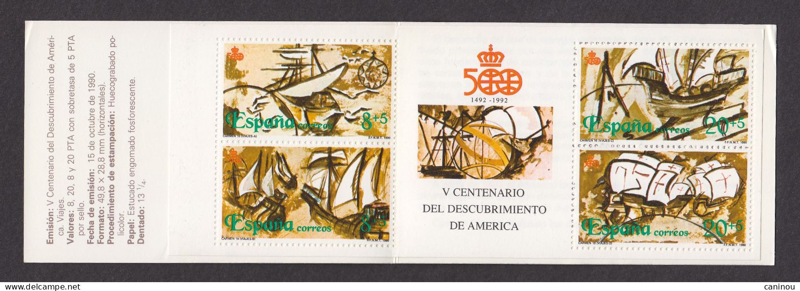 ESPAGNE CARNET DECOUVERTE AMERIQUE 1990 Y & T C 3079C NEUF - Booklets