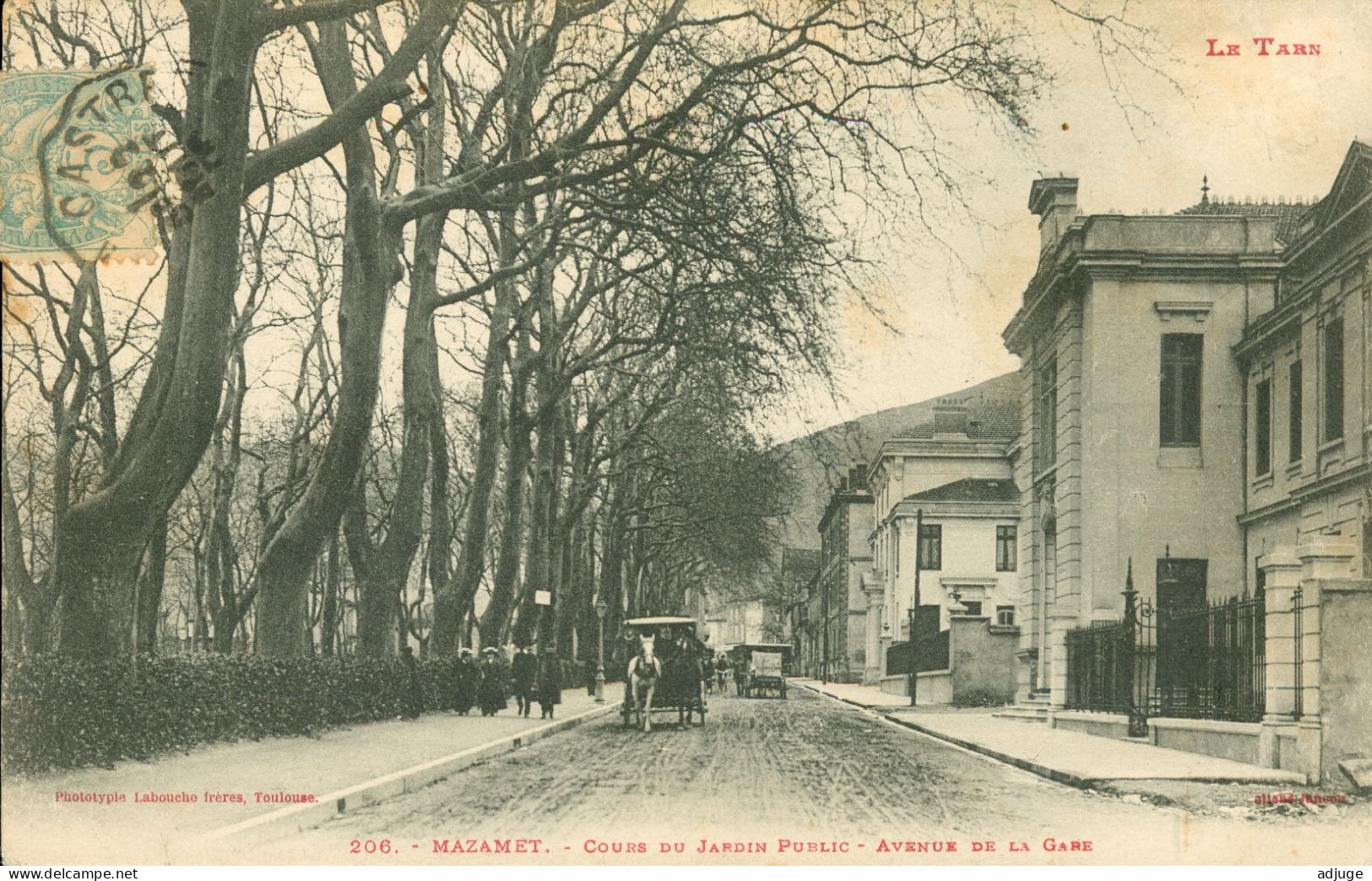 CPA- MAZAMET- Cours Du Jardin Public - Phototypie Labouche N° 206- Oblitération 1905- TBE - Mazamet