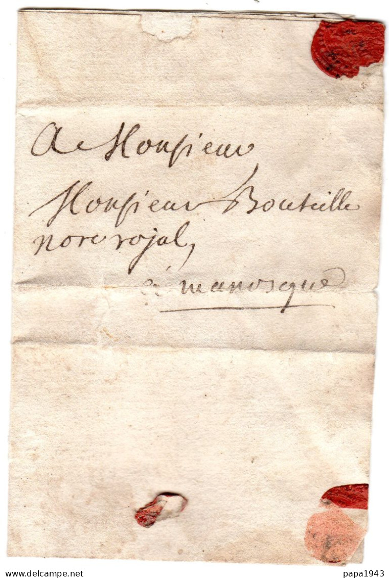1745  Lettre  Envoyée à MANOSQUE à Mr BOUTEILLE - Other & Unclassified