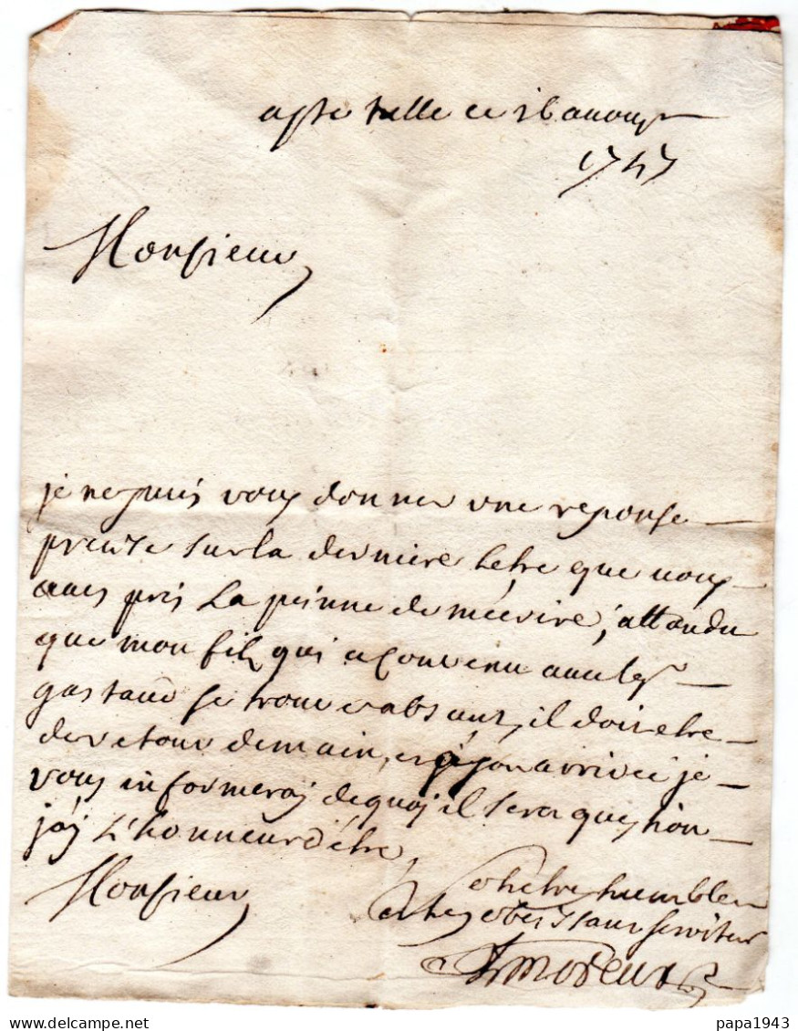 1745  Lettre  Envoyée à MANOSQUE à Mr BOUTEILLE - Andere & Zonder Classificatie