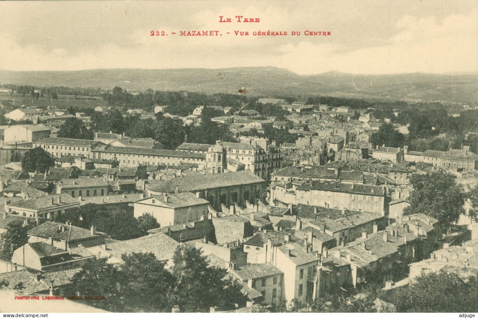 CPA- MAZAMET- Vue Générale Du Centre - Phototypie Labouche N° 232- Oblitération 1915- TBE - Mazamet