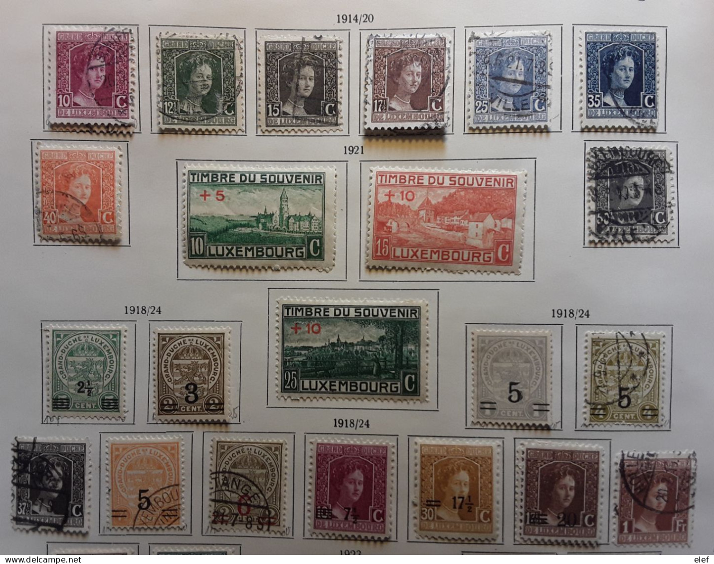 LUXEMBOURG 1914 - 1923 Collection 39 Timbres Neufs Et O Dont Surtaxe 142 / 144 , Page Album Ancienne KABE,TB Bonne Cote - 1914-24 Marie-Adélaïde