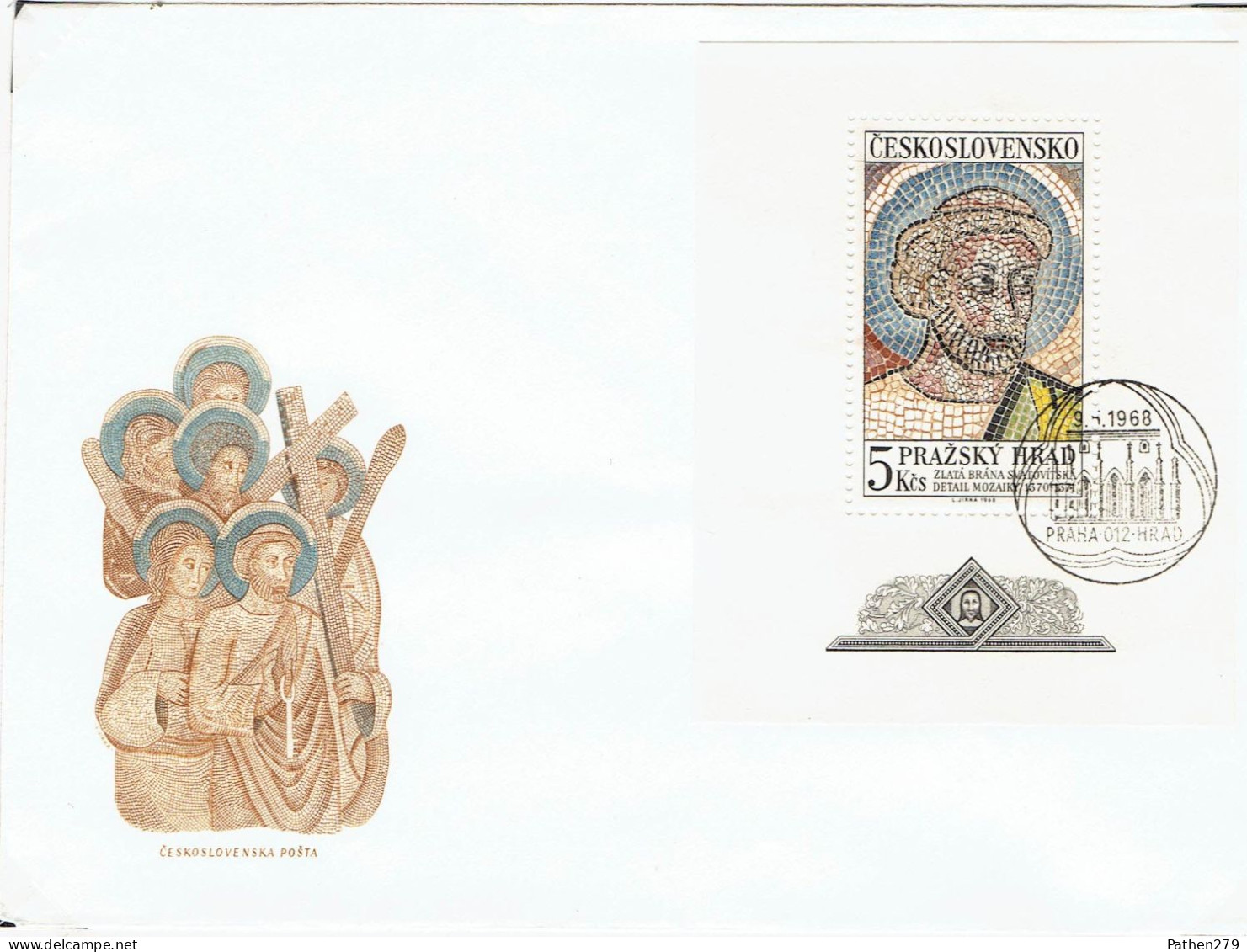 Enveloppe FDC 1er Jour Mosaïque Château De Prague - Saint Pierre - 09-05-1968 - FDC