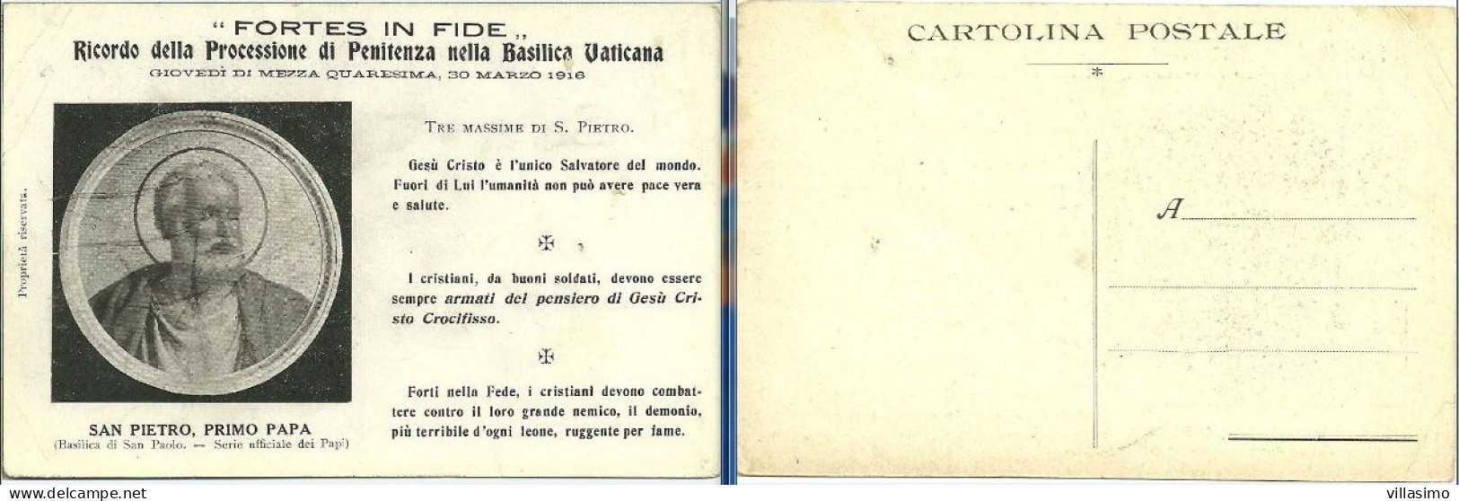 Ricordo Della Processione Di Penitenza Nella Basilica Vaticana - 30 Marzo 1916 - N.V. - Papes