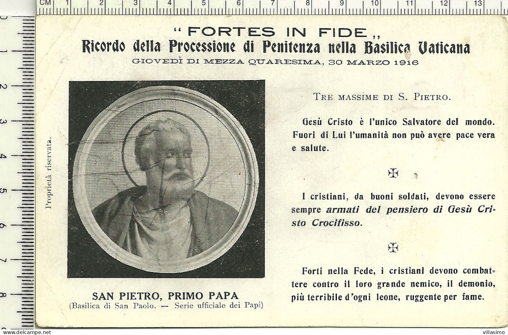 Ricordo Della Processione Di Penitenza Nella Basilica Vaticana - 30 Marzo 1916 - N.V. - Papi