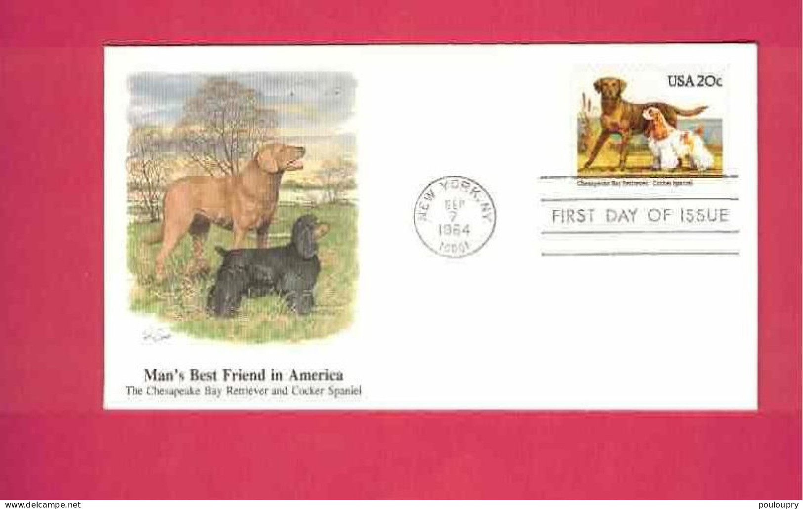 FDC - Lettre De 1984 Des SA EUAN - YT N° 1546 - Chesapeake Bay Retriever - Cocker Spantel - Chiens